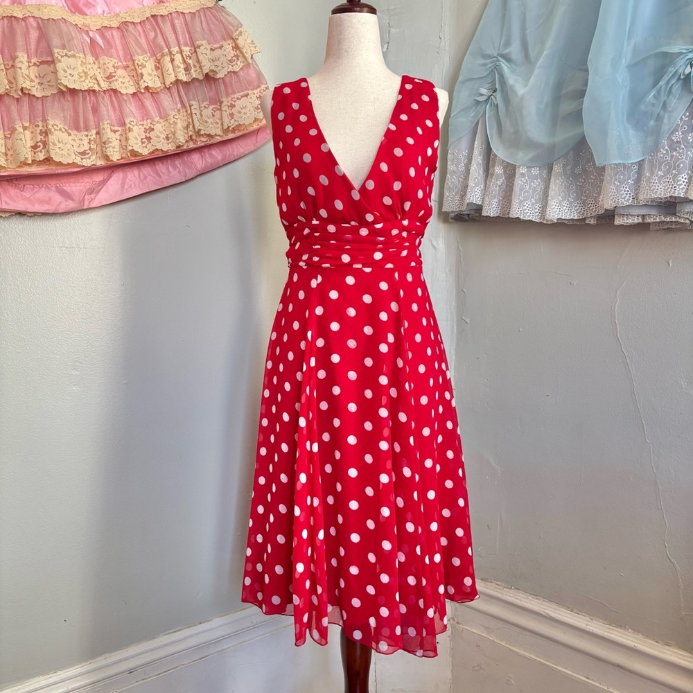 Y2k Vintage TRAMP Red Polka Dot Dress
